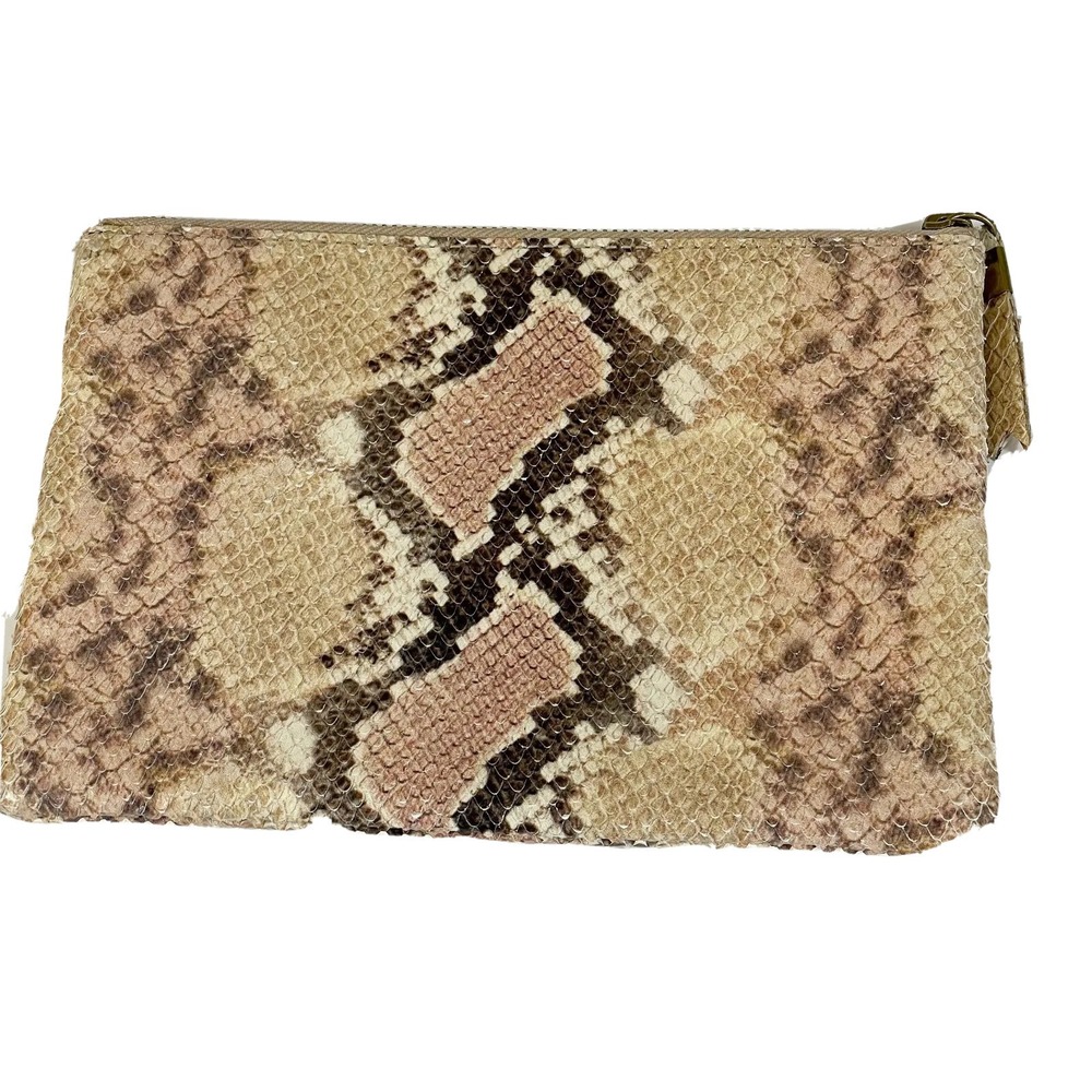 Madewell Womens‎ The Leather Pouch Clutch Snakeskin M Zip Inner Pocket Cards
